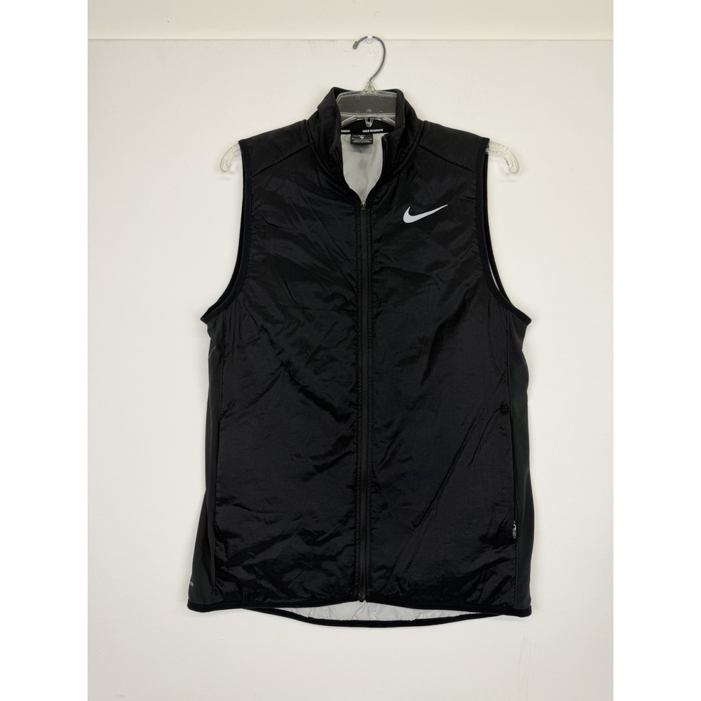 Nike Vest Men medium Black Aerolayer Running Full Zip Reflective Marathon